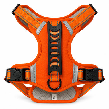 Orange control dog harness, front view