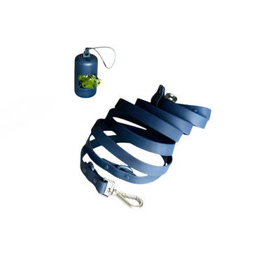 Navy Blue Hands Free PVC Leash and Dispenser