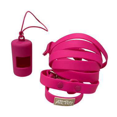 Hands Free PVC Leash and Dispenser Hot Pink