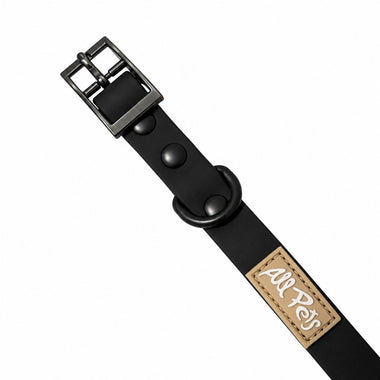 Black PVC dog collar, front view