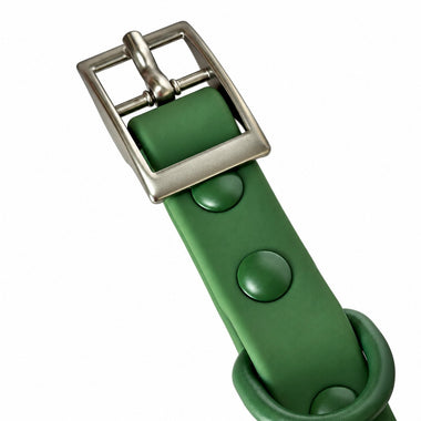Forest Green PVC dog collar, detail view