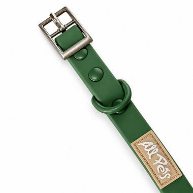 Forest Green PVC dog collar, detail view