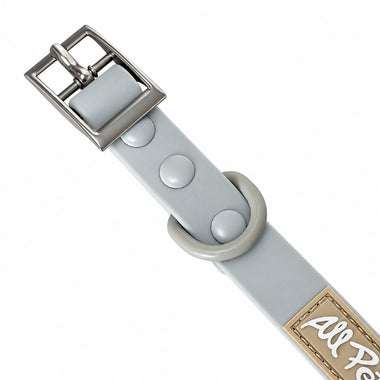 Gray PVC dog collar, front view
