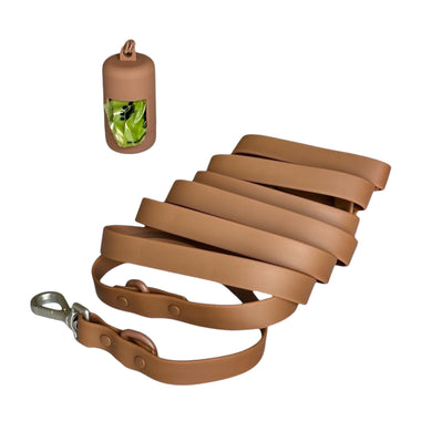 Brown Hands Free PVC Leash and Dispenser