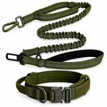 Olive bungee tactical dog harness and leash set, view 3