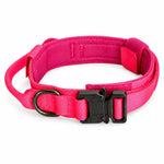 Pink bungee tactical dog harness and leash set, detail view
