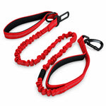 Red bungee tactical dog harness and leash set, detail view
