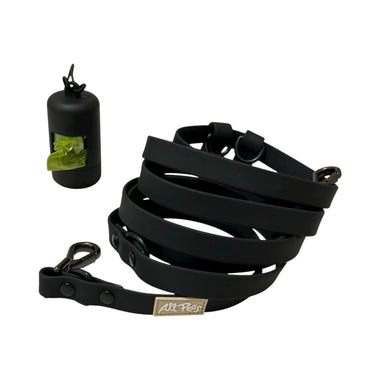 Black Hands Free PVC Leash and Dispenser