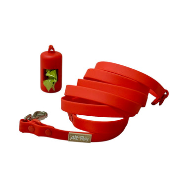 Red Hands Free PVC Leash and Dispenser
