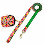 Happy Chilli print  fashion print dog harness, detail view