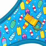 Cream fashion print dog harness, detail view