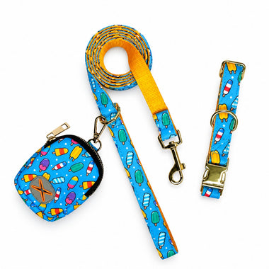 Cream fashion print dog harness, detail view