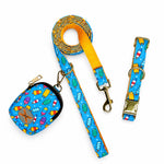 Cream fashion print dog harness, detail view