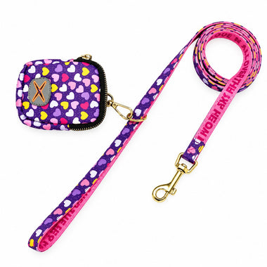Purple fashion print dog harness, detail view
