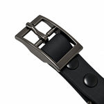 Black PVC dog collar, detail view