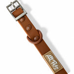 Cognac PVC dog collar, detail view