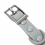 Grey PVC dog collar, detail view