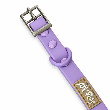 Lavender PVC dog collar, detail view