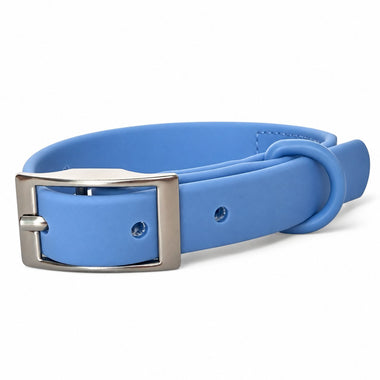 Light Blue PVC dog collar, detail view