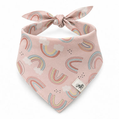 rainbow print tie-on dog bandana, front view