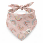rainbow print tie-on dog bandana, front view