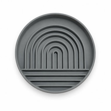 Charcoal rainbow slow feeder dog bowl, front view