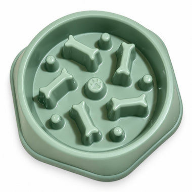 Green slow feeder dog bowl, detail view