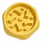 Yellow slow feeder dog bowl, view 4