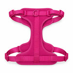 Pink soft padded dog harness, front view