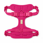 Pink soft padded dog harness, detail view