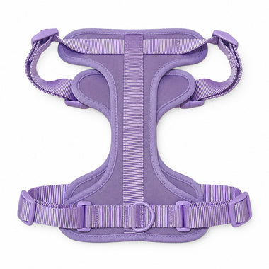 Lavender soft padded dog harness, detail view