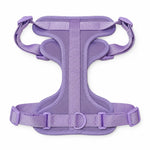 Lavender soft padded dog harness, detail view