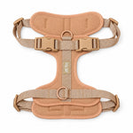 Peach soft padded dog harness, front view