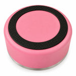 Pink stainless steel dog bowl, underside view