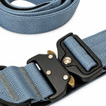 Blue tactical dog collar and leash set, detail view