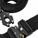 Black tactical dog collar and leash set, detail view