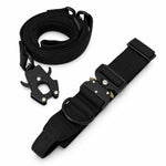 Black tactical dog collar and leash set, view 3