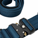 Blue tactical dog collar and leash set, detail view