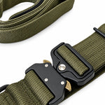Olive tactical dog collar and leash set, detail view