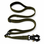Olive tactical dog collar and leash set, detail view