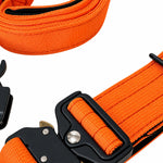 Orange tactical dog collar and leash set, detail view