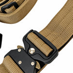 Khaki tactical dog collar and leash set, detail view