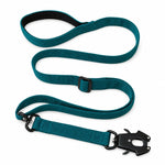 Turquoise tactical dog collar and leash set, front view
